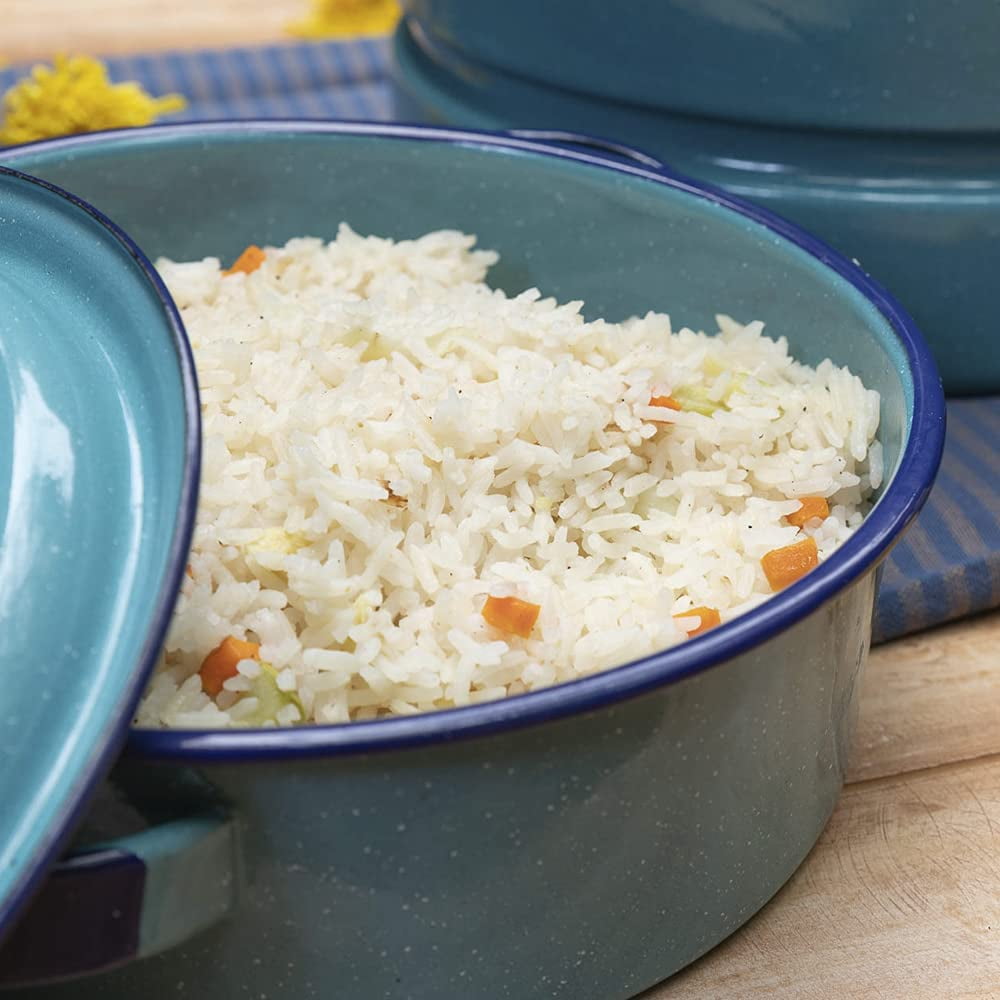 5 QT Turquoise Enamel Low Pot