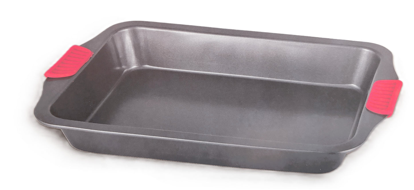 Non-Stick Baking Square Pan Stainless Steel with Side Silicone Handles