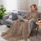 Sunbeam Weighted Warming Blanket Cover, Beige Quilted Design, 54 x 73 inches, 15 lbs, Neck Cutout