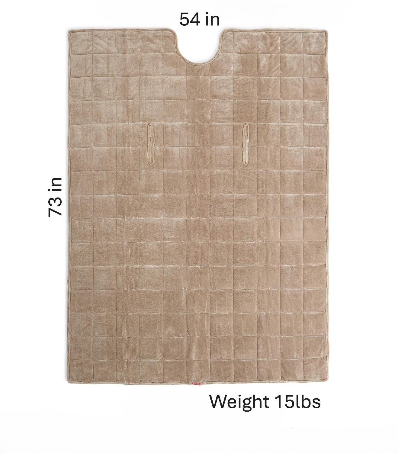 Sunbeam Weighted Warming Blanket Cover, Beige Quilted Design, 54 x 73 inches, 15 lbs, Neck Cutout