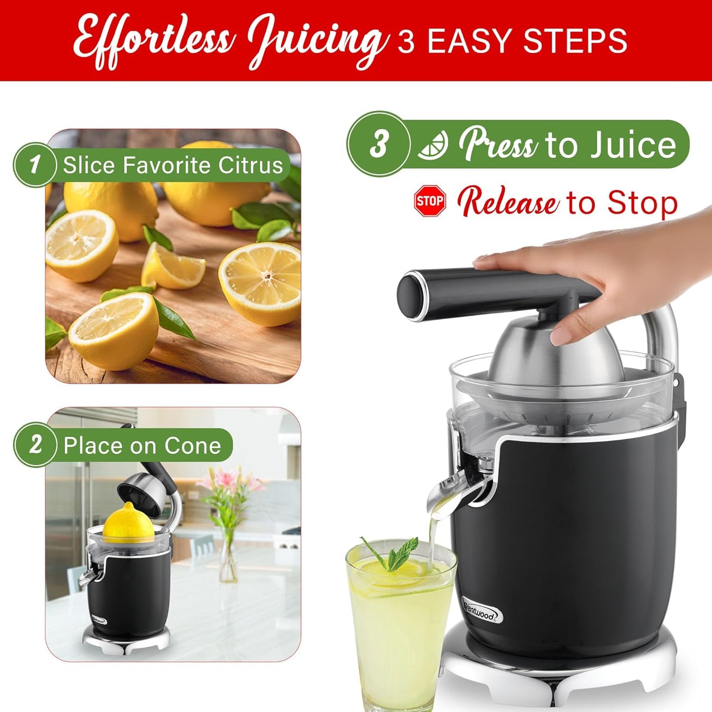 Brentwood Electric Citrus Juicer J-28BK