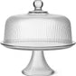 ANCHOR HOCKING 2pc Glass Cake Stand with Dome, Ribbed Design, Pedestal Base, Clear