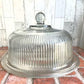 ANCHOR HOCKING 2pc Glass Cake Stand with Dome, Ribbed Design, Pedestal Base, Clear