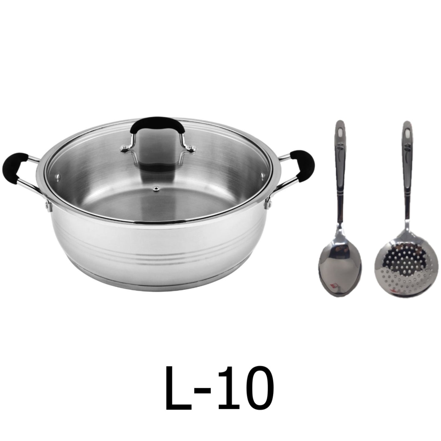 10 QT Stainless Steel 18/10 Induction Low Pot With Silicon Handle