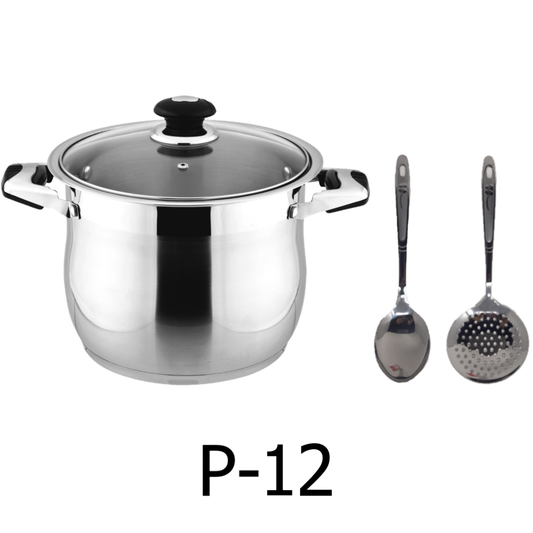 12 QT Stainless Steel 18/10 Induction Stock Pot (Free Gift 2 Spoons)