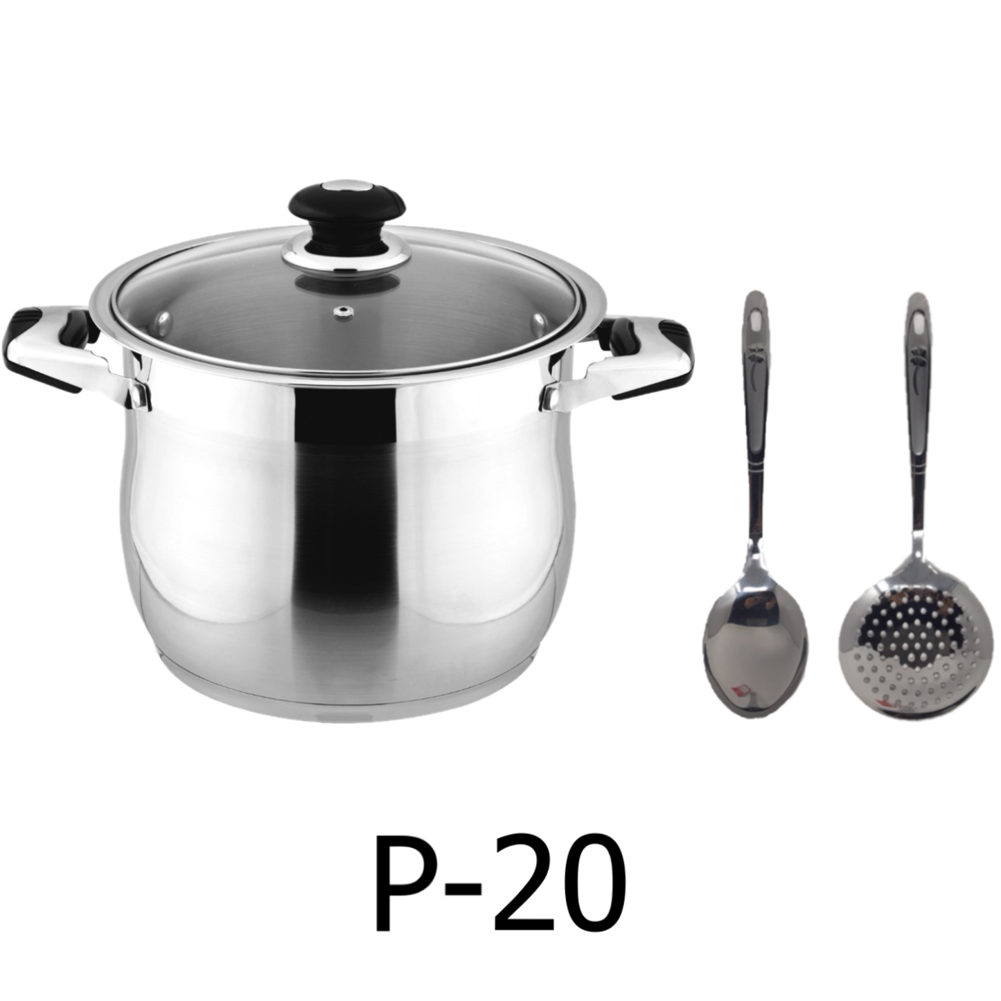 20 QT Stainless Steel 18/10 Induction Stock Pot (Free Gift 2 Spoons)