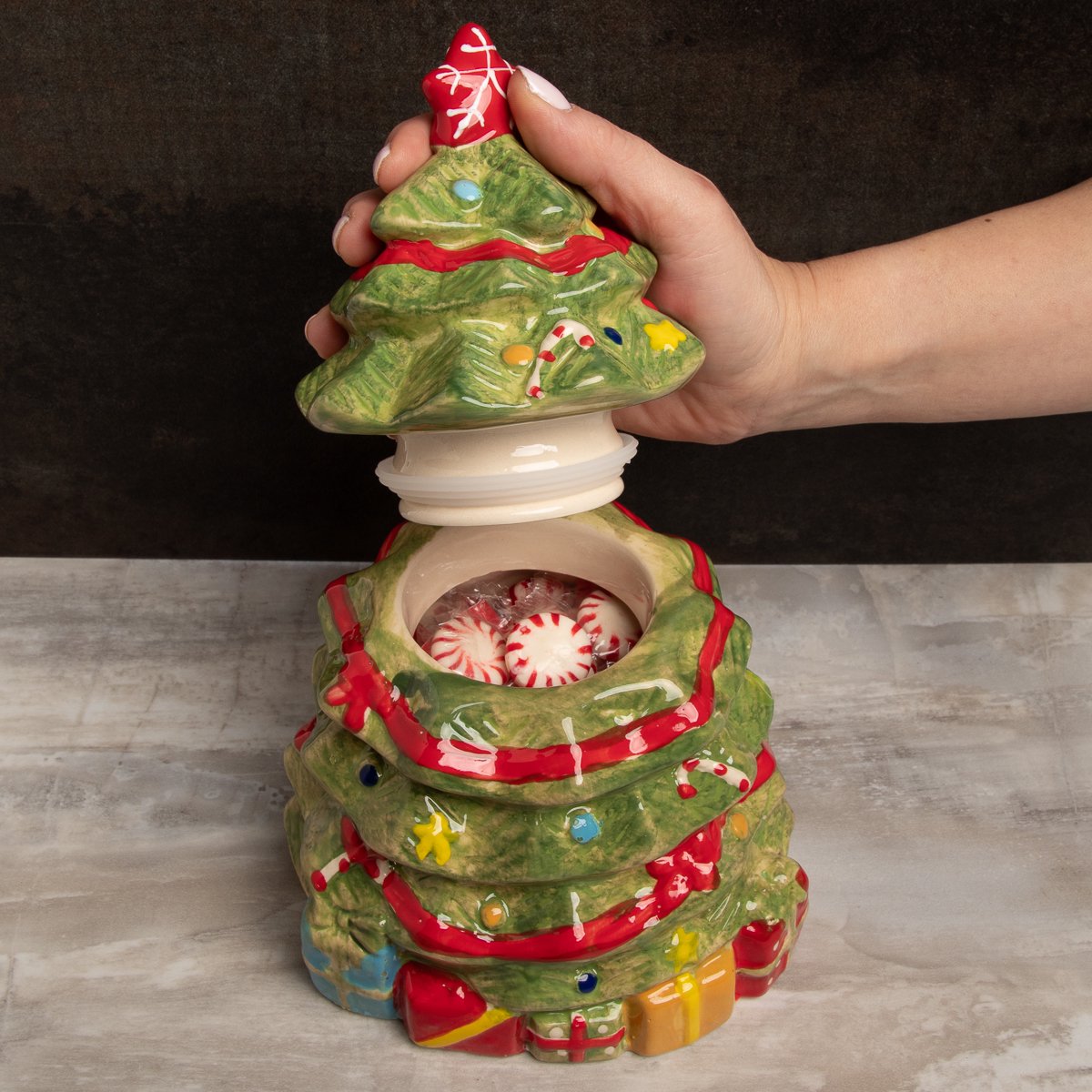 Mirthful Treats Christmas Tree Stoneware Cookie Jar