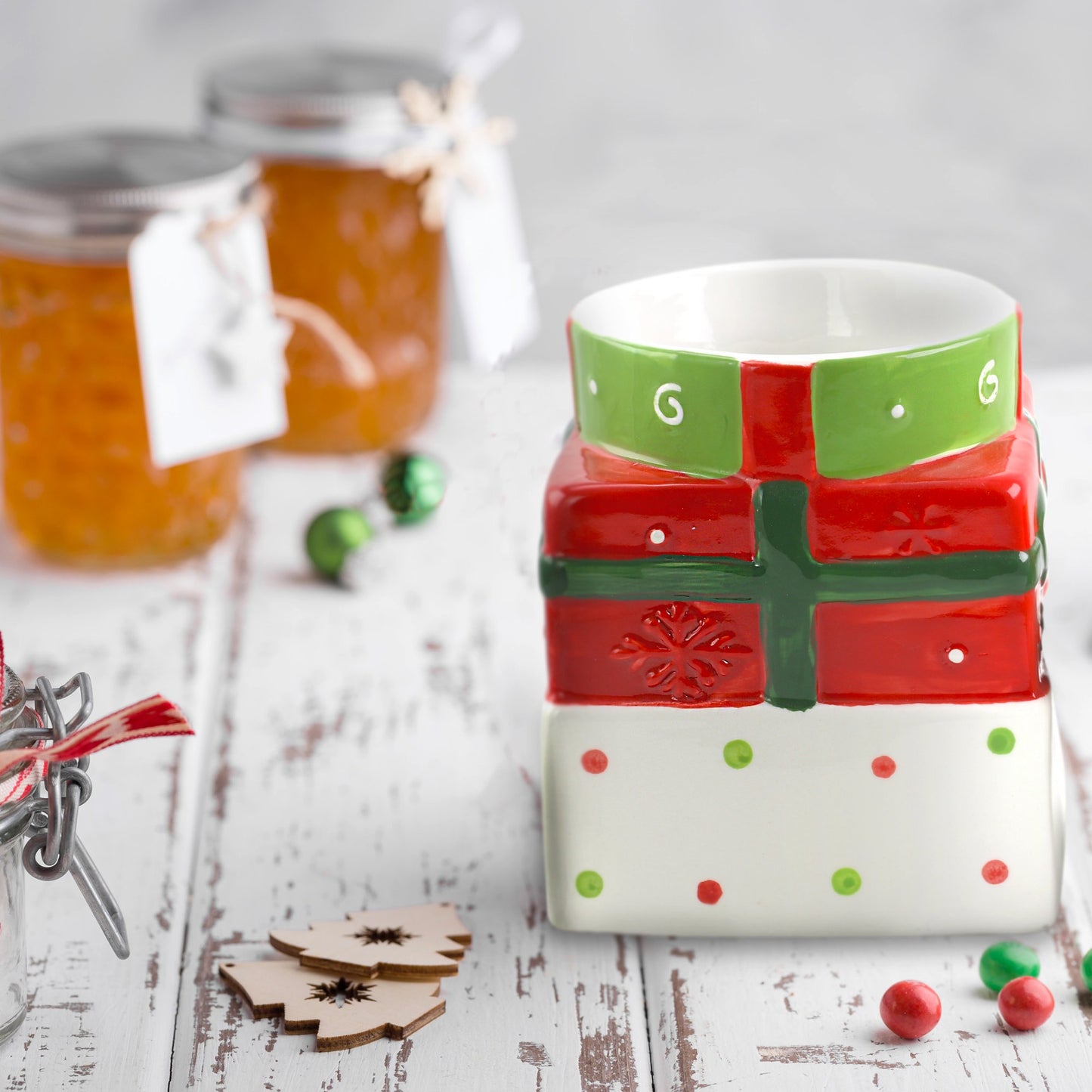 Christmas Estate Stoneware Cookie Jar