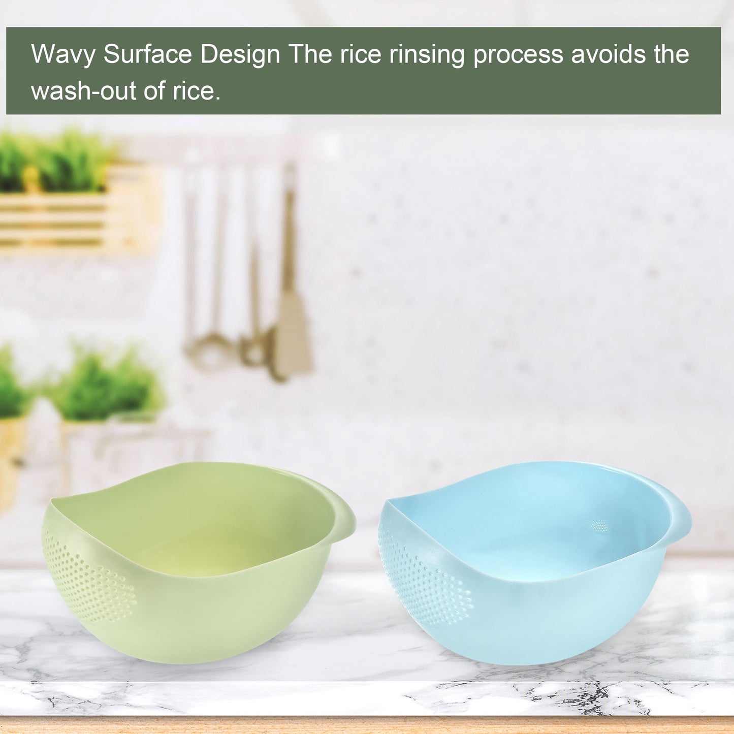 2 PC Plastic Colander Set - Blue & Green