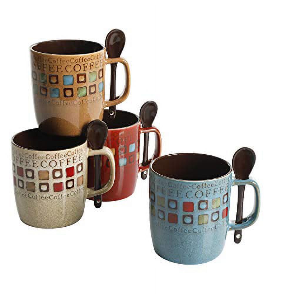 8 PC Mr. Coffee 14oz Café Americano Mug Set with Spoons