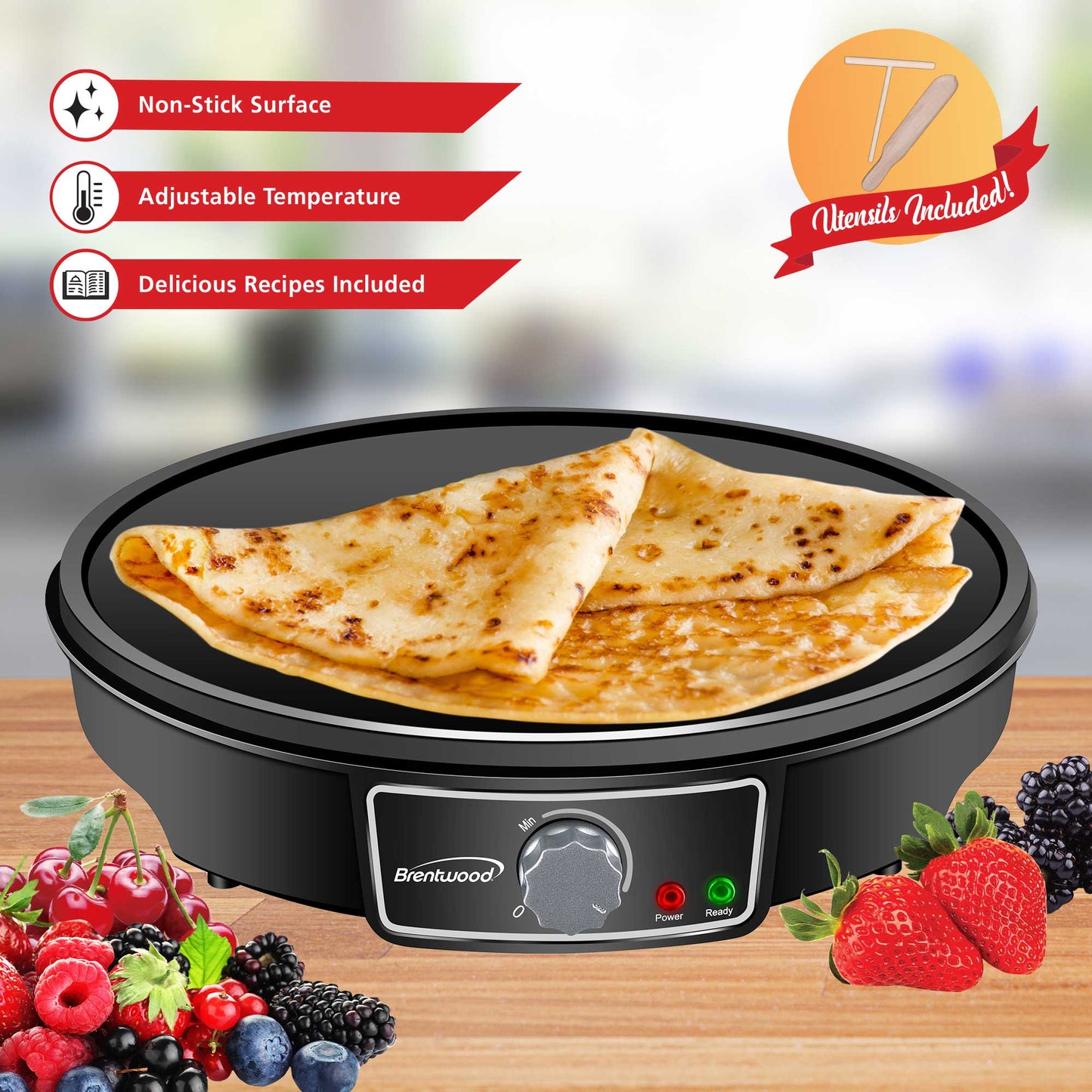 12" Brentwood Electric Crepe Maker & Griddle