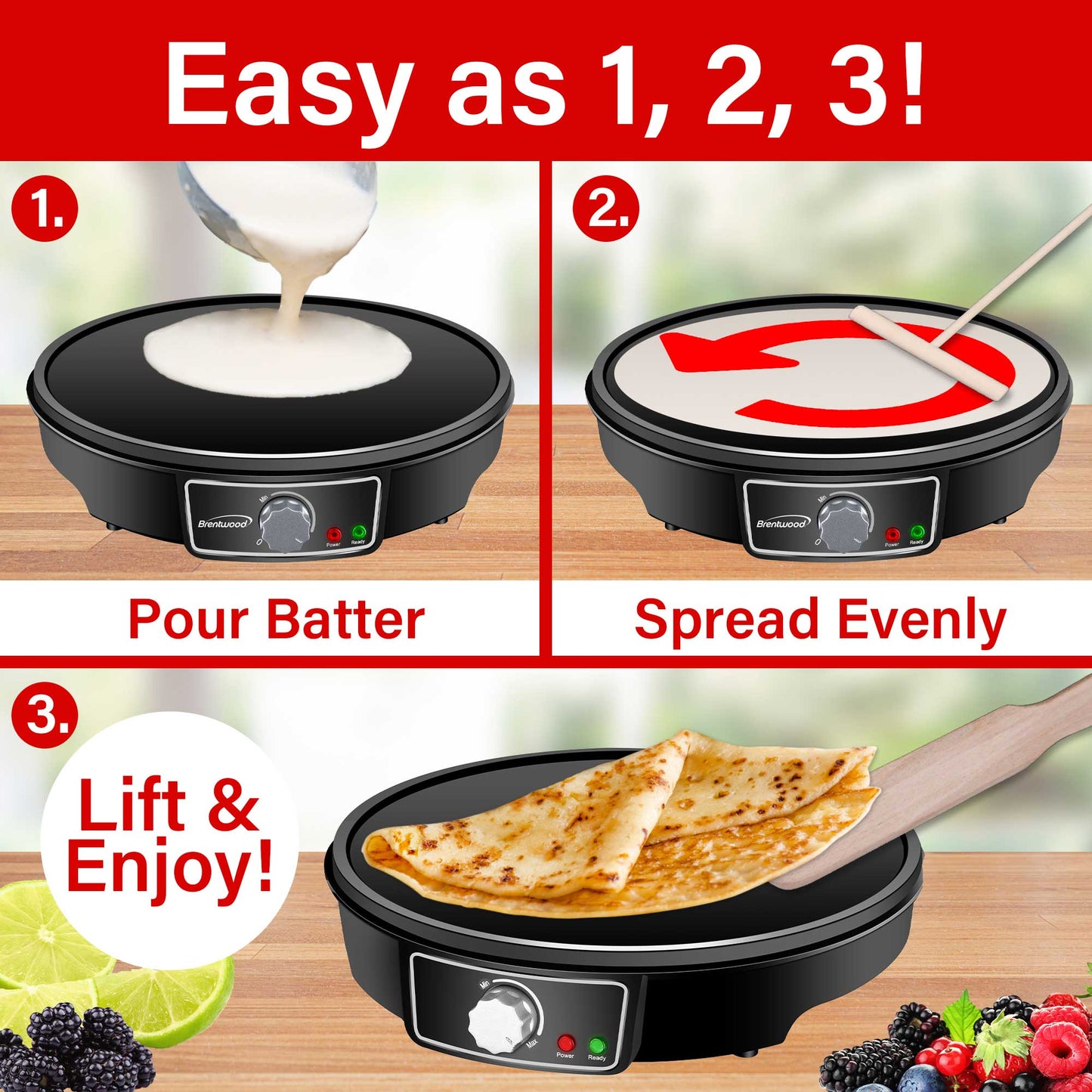 12" Brentwood Electric Crepe Maker & Griddle