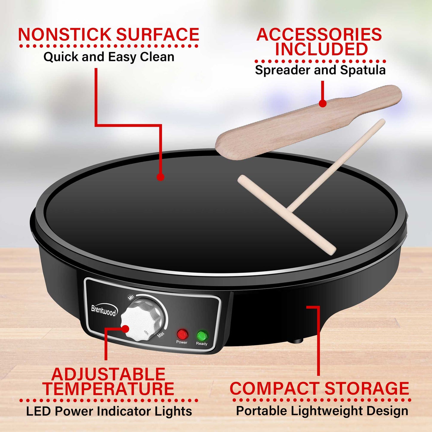 12" Brentwood Electric Crepe Maker & Griddle