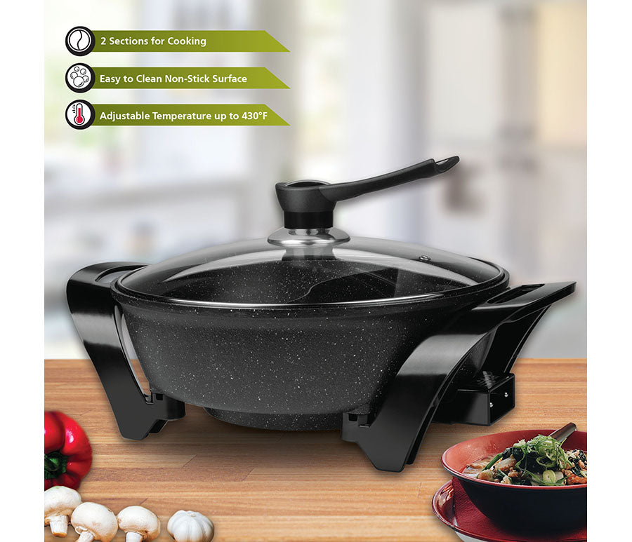 Topwit Shabu Shabu Pot 5L with Adjustable Power Control, Removable Nonstick  Electric Frying Pan, 12” Deep Dish Multifunction Electric Skillet with  Tempered Glass Lid for Shabu Shabu, Noodles, Sauté - Yahoo Shopping