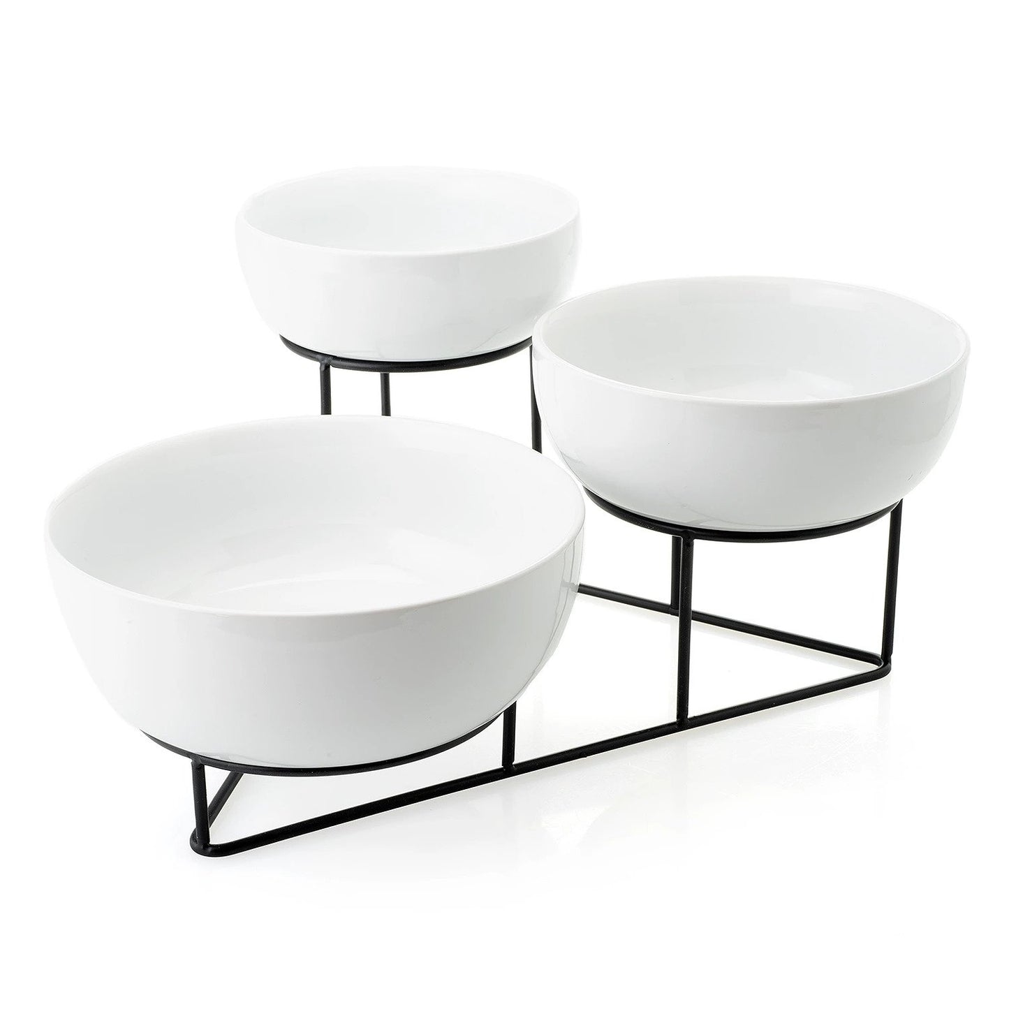 4 PC Bowl Set with Metal Rack