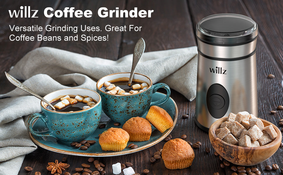 Willz Electric Coffee Grinder for Coffee Beans, Spices, & Herbs