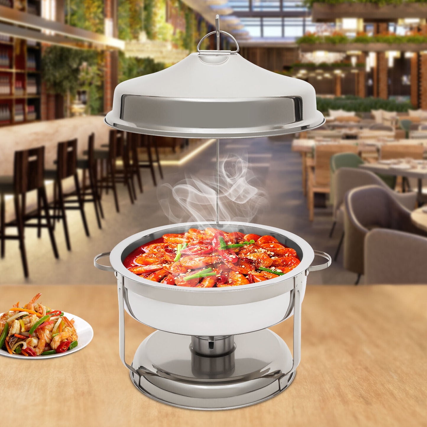 9L Round Stainless Steel Chafing Dish - Silver