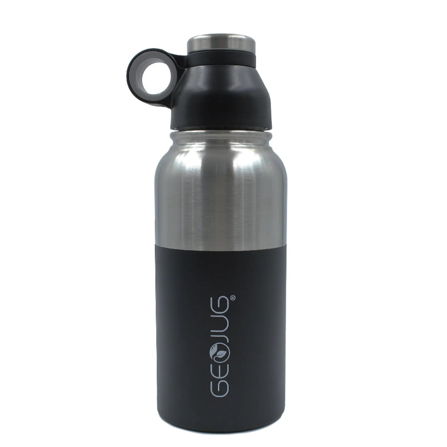Brentwood Stainless Steel Water Bottle with Black Silicone Grip and Loop Cap Includes a Silicone Bottle Brush
