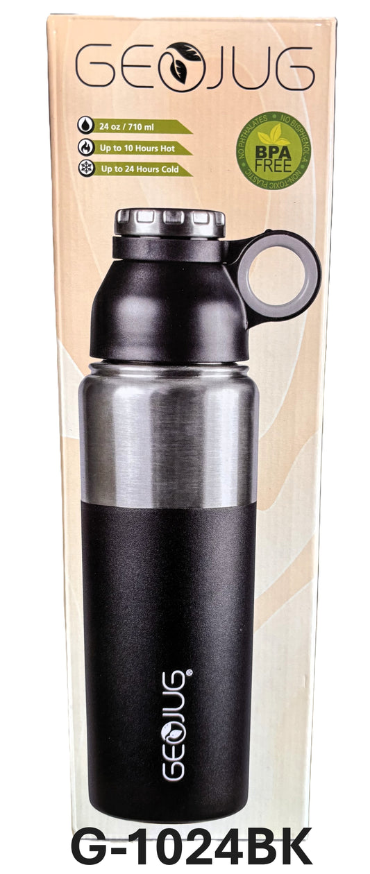 Brentwood Stainless Steel Water Bottle with Black Silicone Grip and Loop Cap Includes a Silicone Bottle Brush