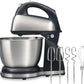 Stand Mixer with Stainless Steel Bowl, Black and Silver, Hand Mixer with Base, Rotating Bowl 2 in 1 6 speeds