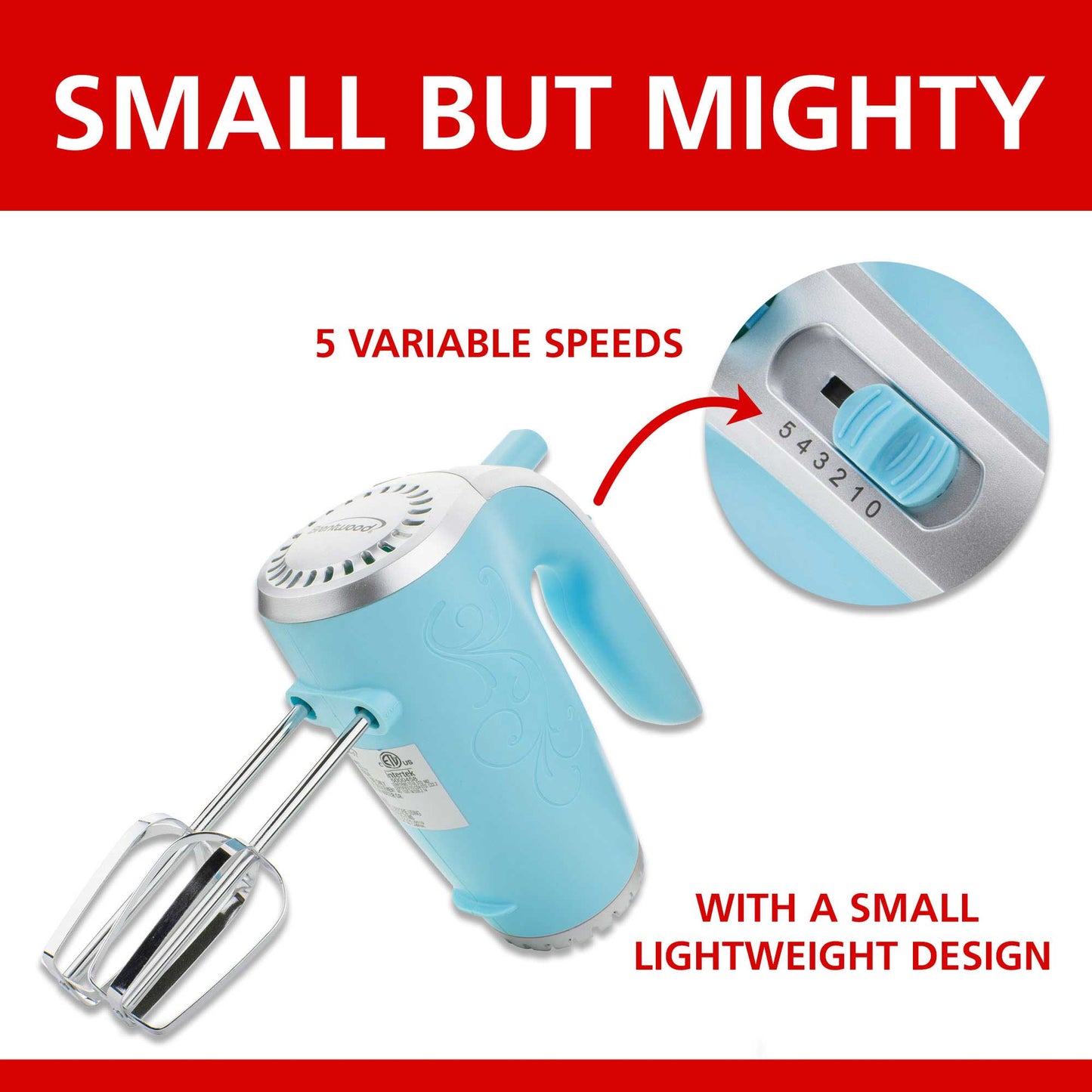 Brentwood 5-Speed Hand Mixer - Blue