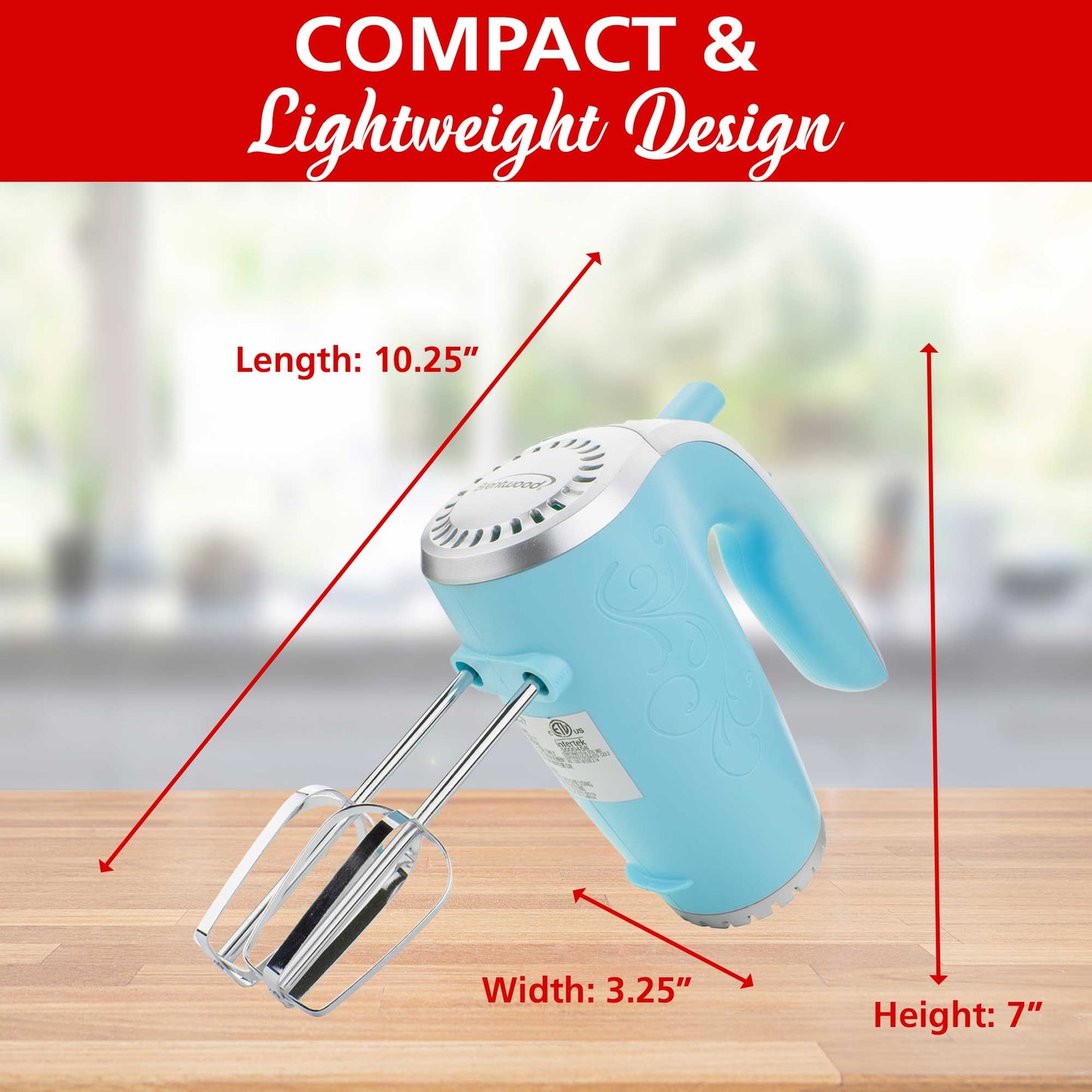 Brentwood 5-Speed Hand Mixer - Blue