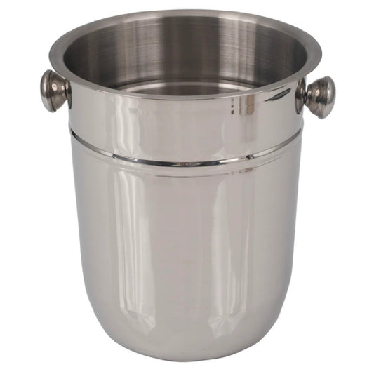 Stainless Steel Ice with Handles, Double Wall Insulated Wine Chiller, 8 Quart, Silver, Cylindrical