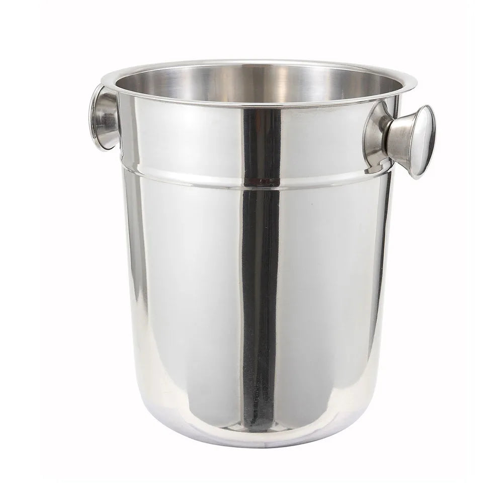 Stainless Steel Ice with Handles, Double Wall Insulated Wine Chiller, 8 Quart, Silver, Cylindrical
