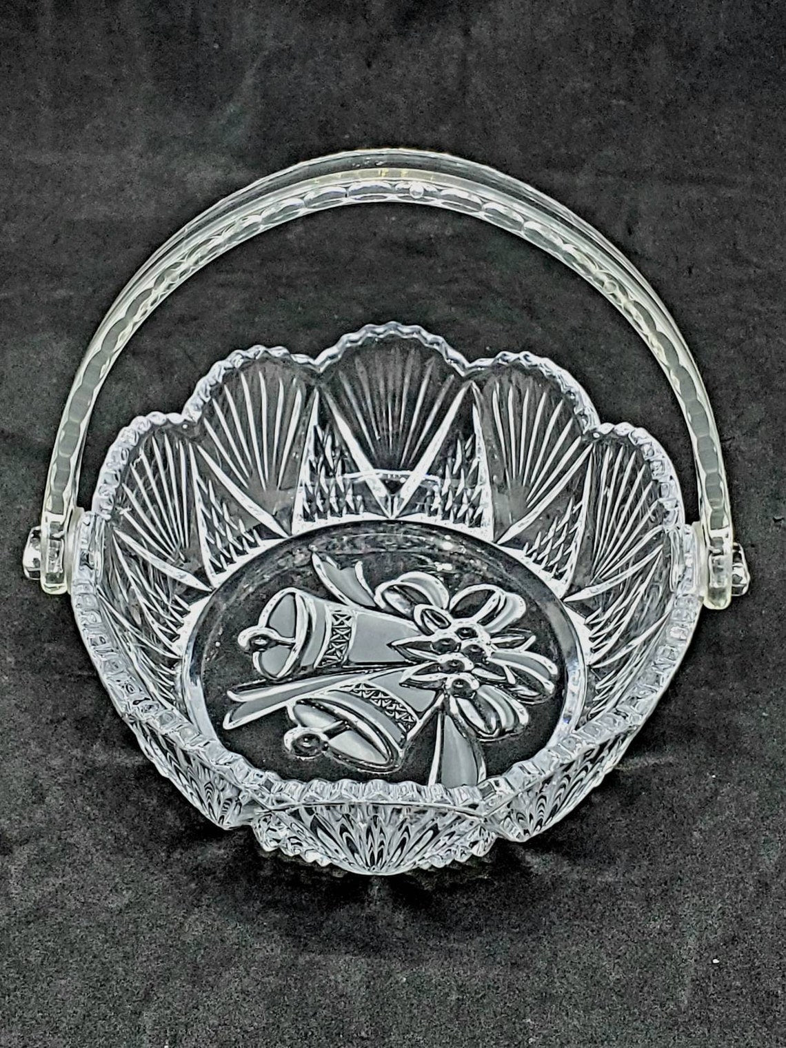 Crystal Bell Glass Basket with Handle