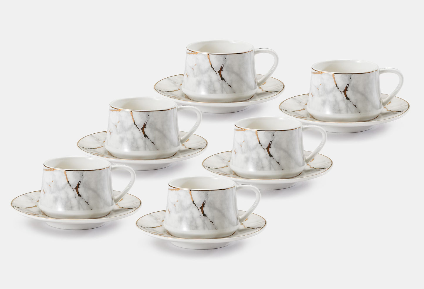 12 PC Gold Marble Coffee Set