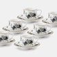 12 PC Black Flower Coffee Set