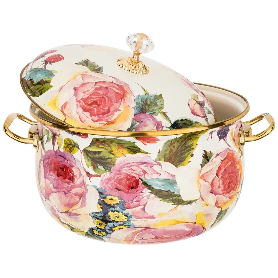 26cm Golden Rose Pink Enamel Pot