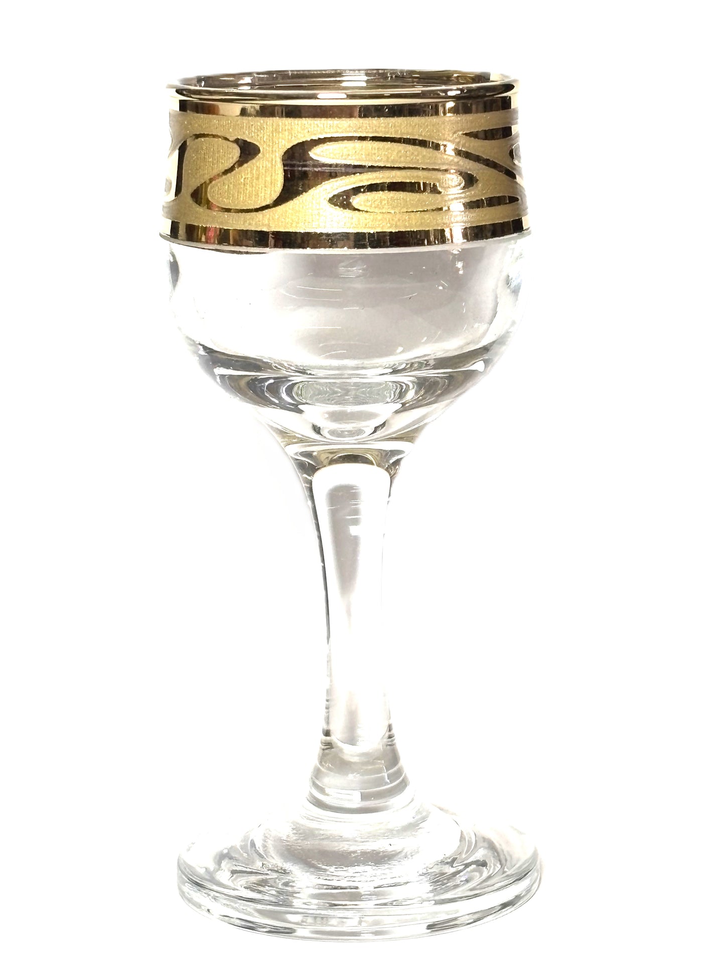 PROMSIZ Small Liquor Stemware Greek Key Rim 6 piece Set
