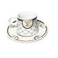 Luxury Porcelain Tea Cup and Saucer Set, VS-COF3 LV Logo Design, Gold Accents, White with Pattern, 12 Pieces