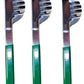 Tongs for salads, fruits, or your favorite food, green handle, stainless steel, 3-piece set.