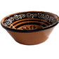 Handcrafted Ceramic Mexican Bowl, Terracotta with Dark Brown Glaze, Decorative Floral Design, Artisan Pottery 4 Bowls with 4 Wooden Spoons Plato Pozolero