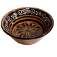 Handcrafted Ceramic Mexican Bowl, Terracotta with Dark Brown Glaze, Decorative Floral Design, Artisan Pottery 4 Bowls with 4 Wooden Spoons Plato Pozolero