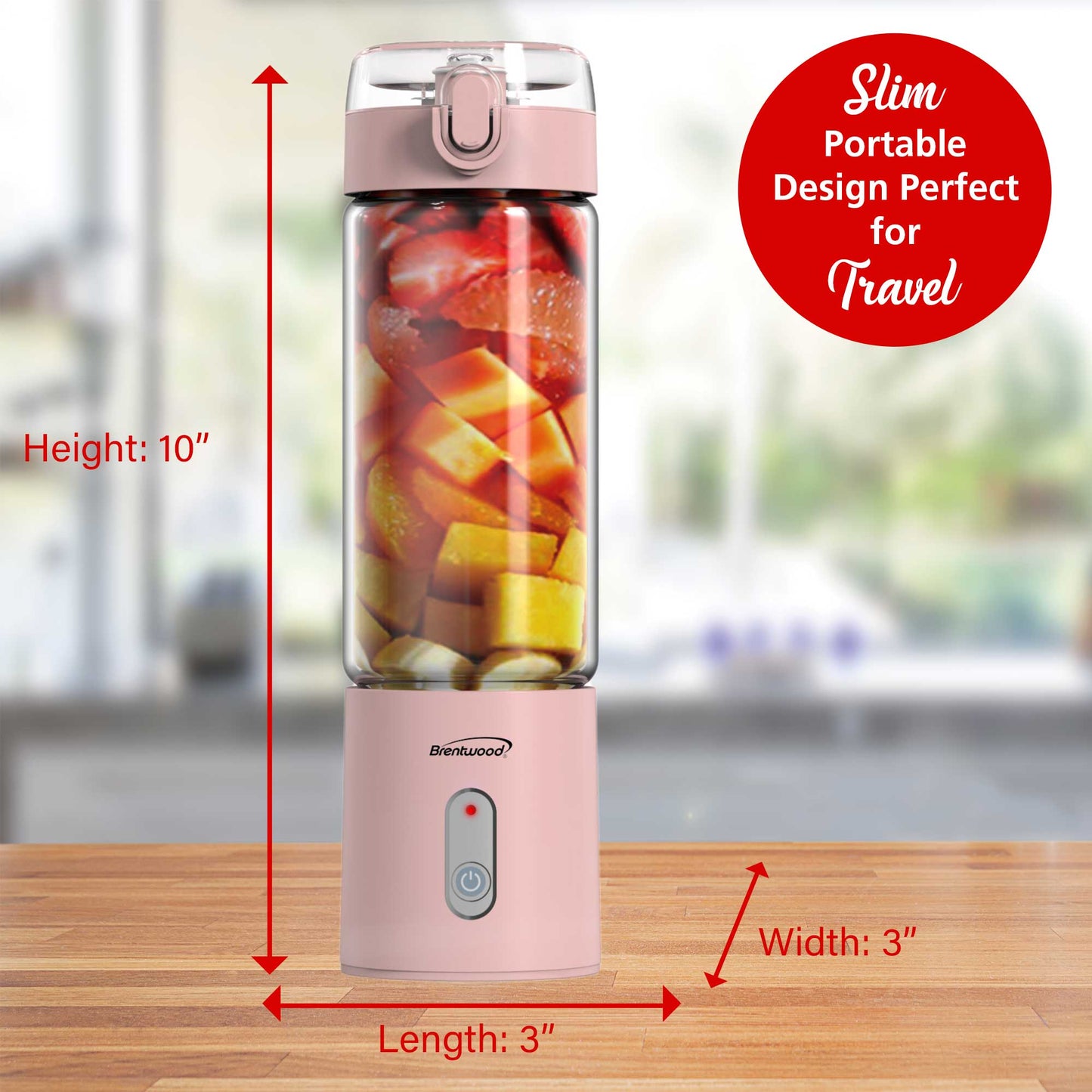 17oz Brentwood Portable Battery Operated USB Glass Blender