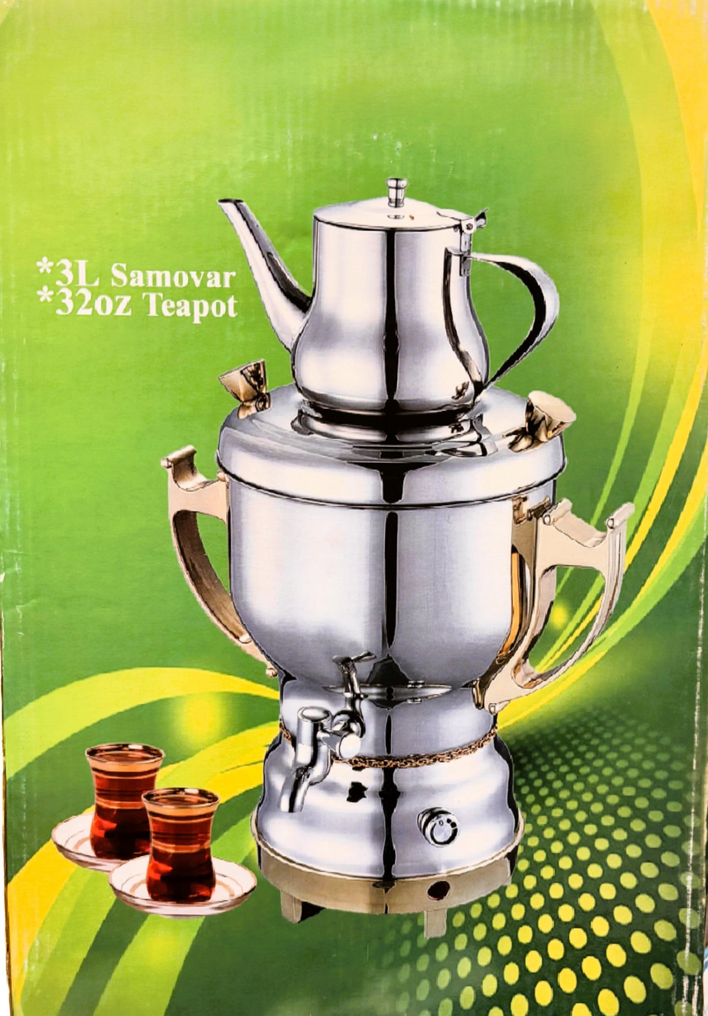 Samovar Electrical Kettle, 3L Teapot, 32oz, Stainless Steel, Electric Samovar Tea Maker