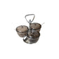 3-Tier Condiment Server with Lids, Metal Stand, Rotating Serving Bowls for Dips and Sauces