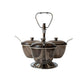 3-Tier Condiment Server with Lids, Metal Stand, Rotating Serving Bowls for Dips and Sauces