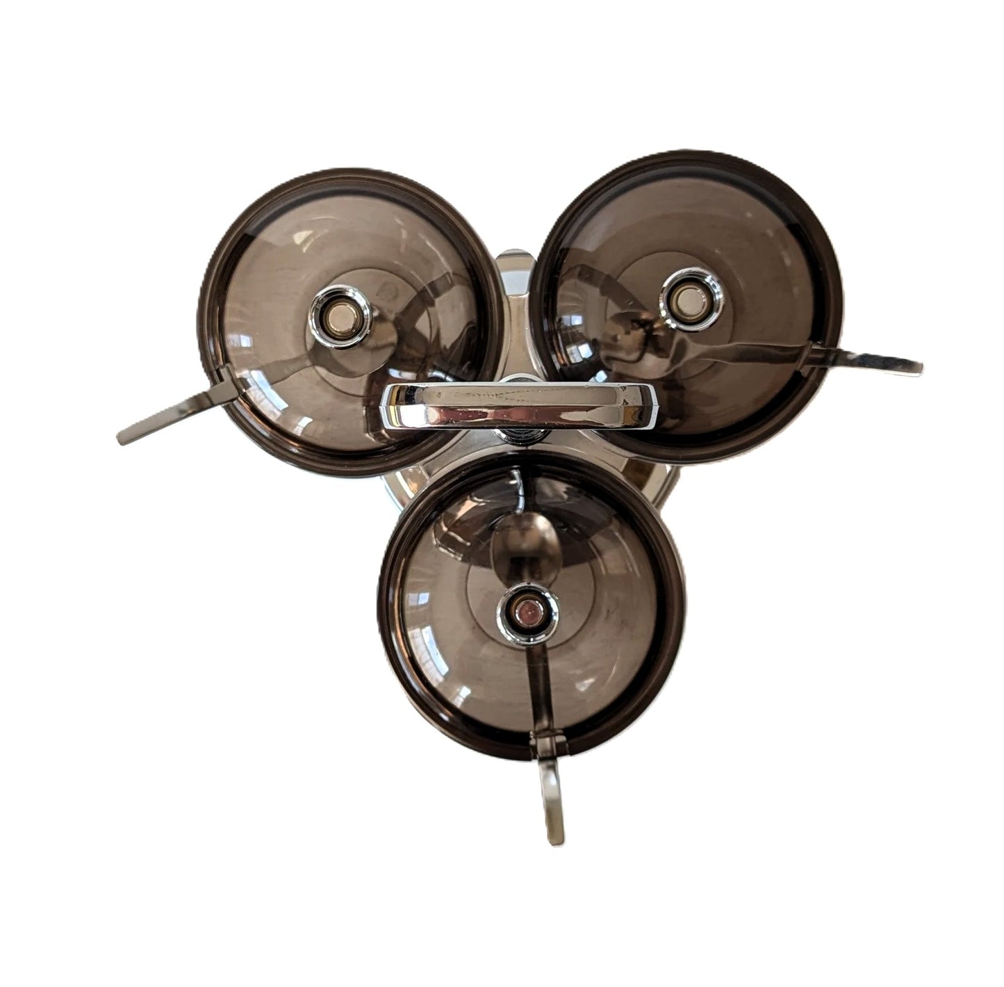 3-Tier Condiment Server with Lids, Metal Stand, Rotating Serving Bowls for Dips and Sauces
