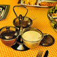 3-Tier Condiment Server with Lids, Metal Stand, Rotating Serving Bowls for Dips and Sauces