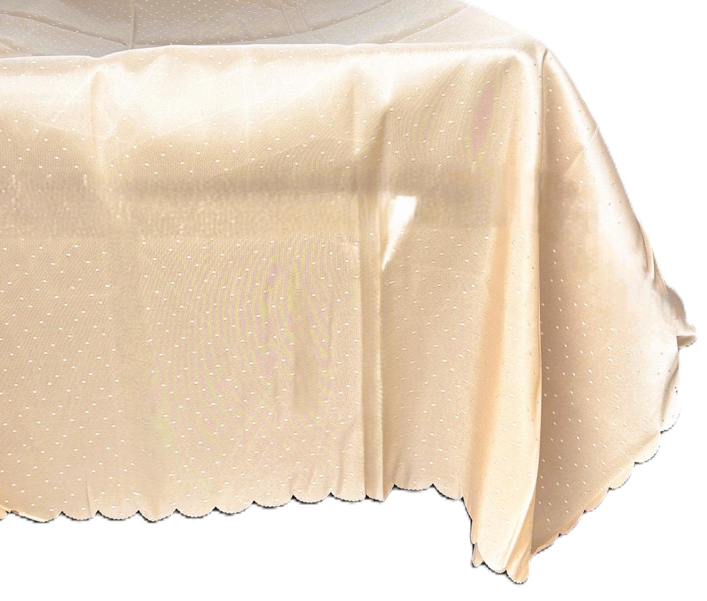 Home Decor Damask Table Cloth, 100% Polyester, 52" X 70", Beige Gold with Square Pattern