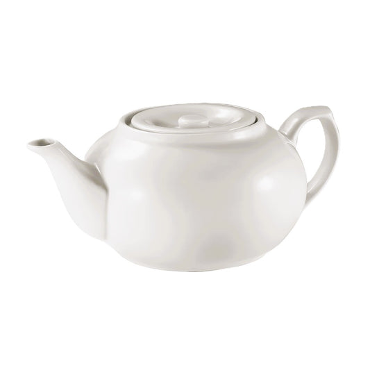 Ceramic Teapot with Lid, White, Classic Round Shape, Tea Serving Pot 16oz