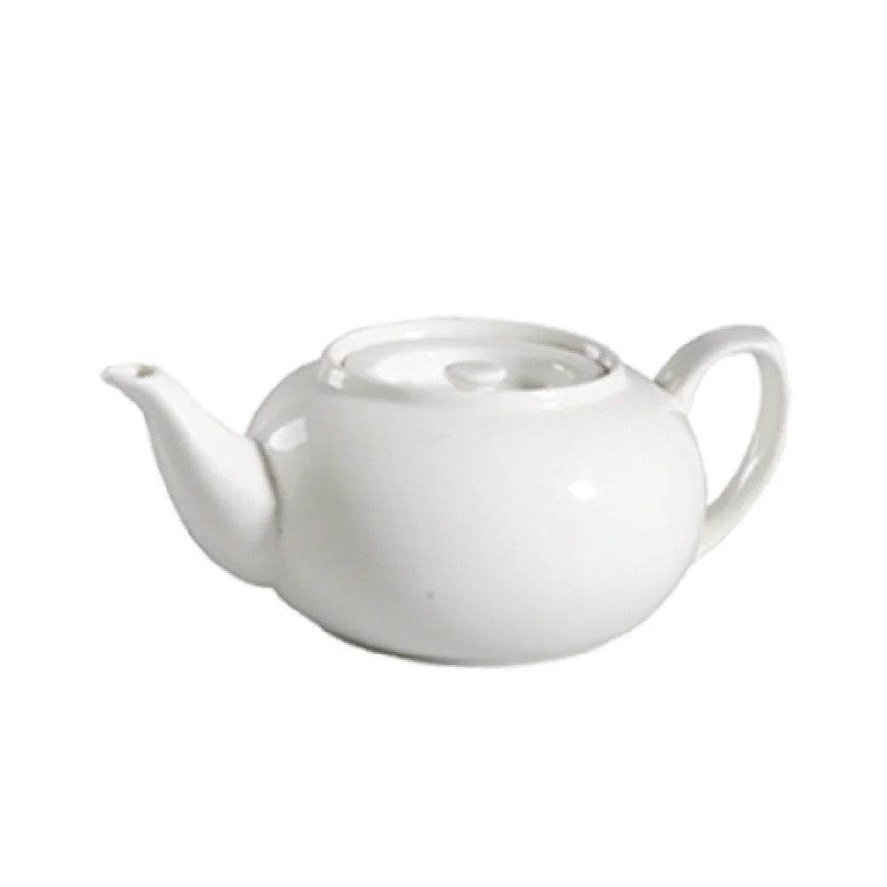 Ceramic Teapot with Lid, White, Classic Round Shape, Tea Serving Pot 16oz