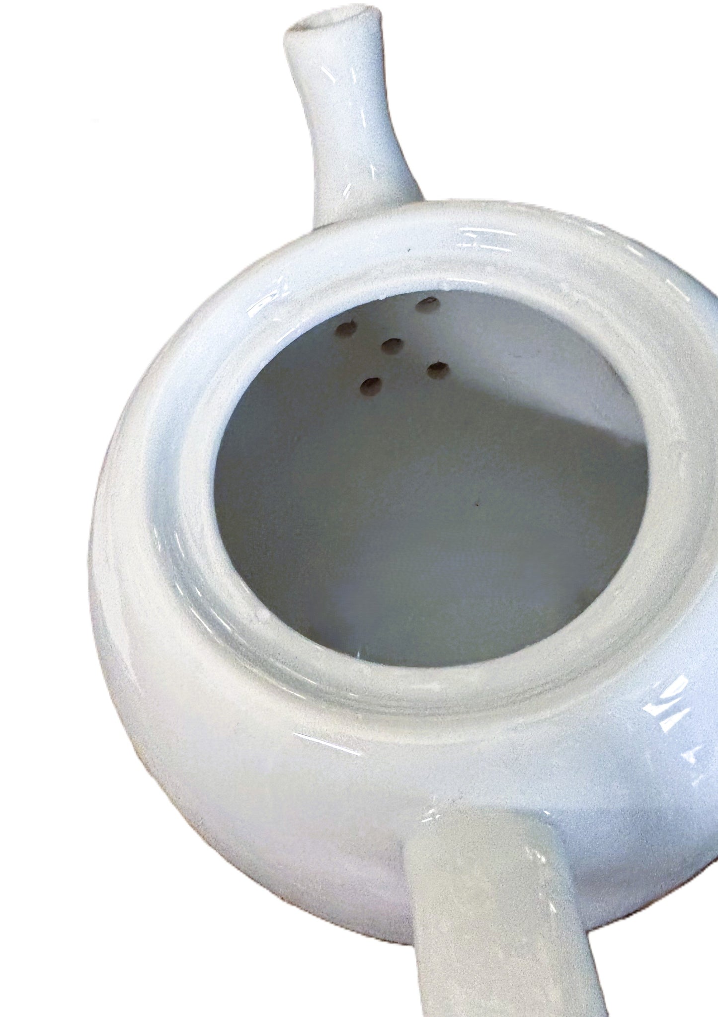 White Ceramic Teapot with Lid, Classic Round Shape, Glossy Finish 24oz
