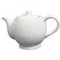 White Ceramic Teapot with Lid, Classic Round Shape, Glossy Finish 24oz