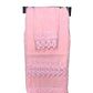3 Piece Bath Towel Set, Pink, Lace Detail, Premium Quality 1 Hand Towel, 1 Wash Towel, 1 Bath Towel