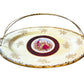 Decorative Serving Tray with Handle, Porcelain Plate with Gold Trim, Victorian Courting Couple Center Design, Cream with Burgundy Border